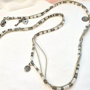 Chicos Leather Boho Beaded 36" Long Necklace